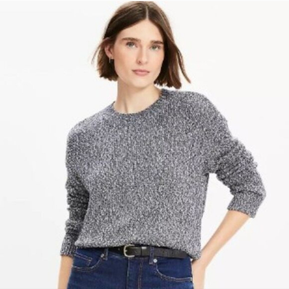 Loft Crewneck Sweater Black And White Sz L